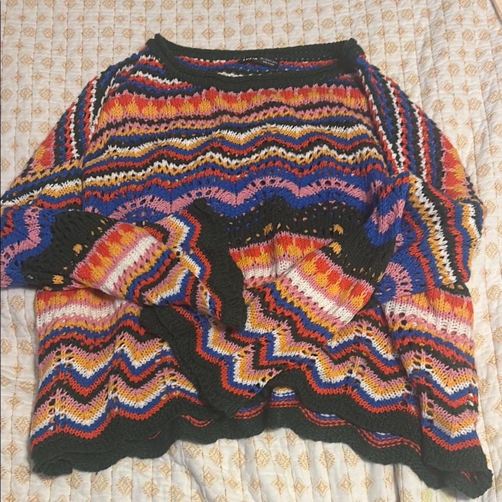 Colored Crocheted Oversized Sweater